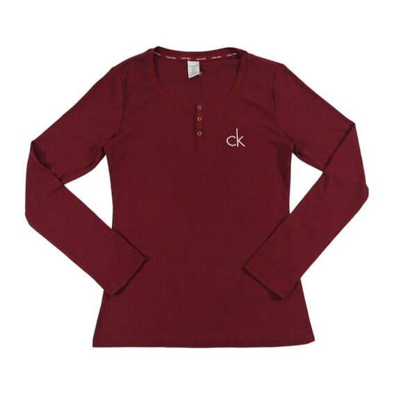 Calvin Klein Womens Red Long-Sleeve Henley Top S, NWOT. - Picture 5 of 8